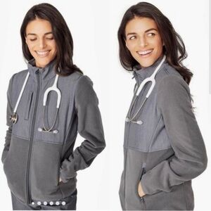 Figs Fleece Zip Up in Graphite